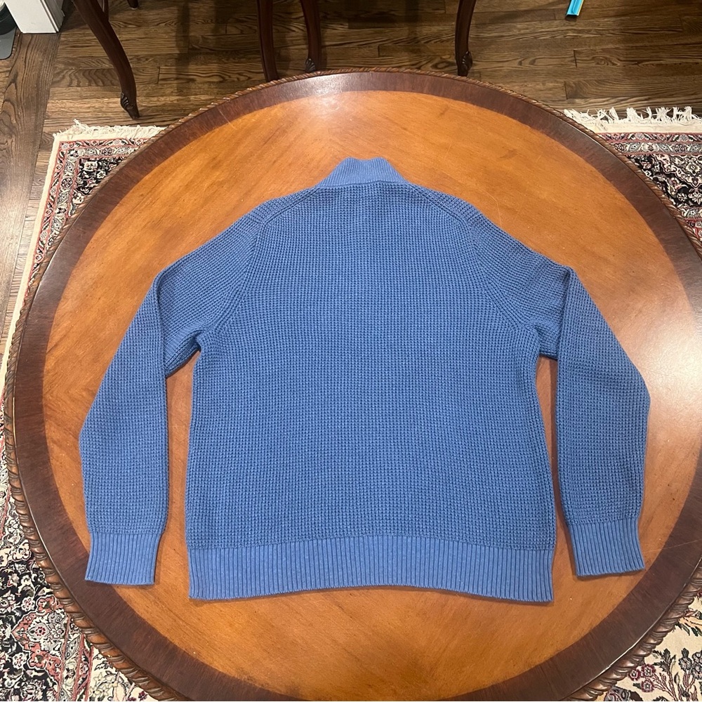 NEW $118 J.Crew Waffle Knit Half Zip Pullover Sweater Baltic Blue XL Cotton - Picture 3 of 16